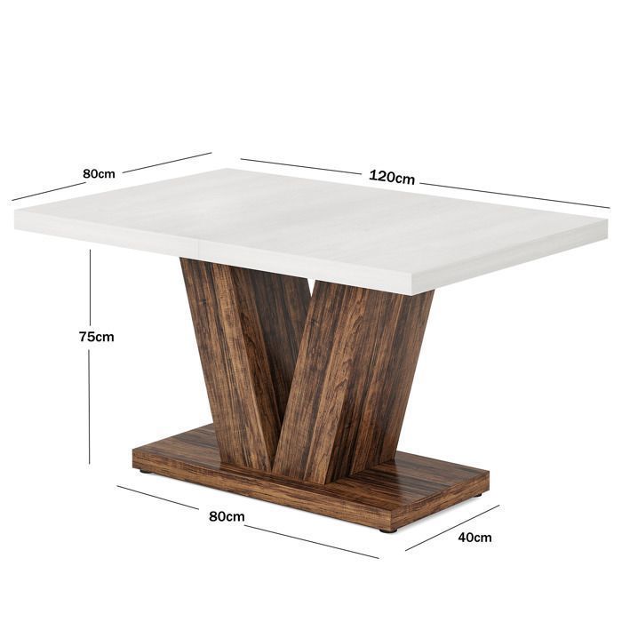 Mesa de comedor - Mesa - 120 x 80 x 75 cm - Patas en forma de V - Para el hogar o restaurante - Marrón