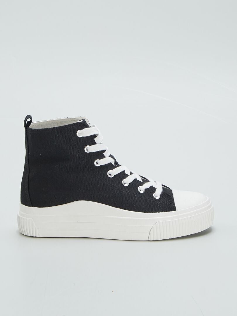 Canvas wedge sneakers - ZWART