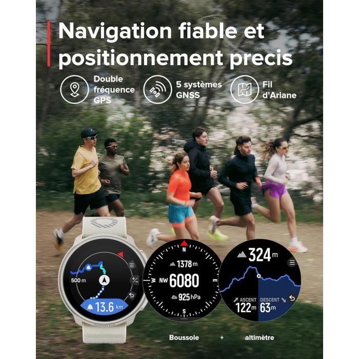 Montre connectée sport GPS - SUUNTO RUN FROST GRAY - Amoled - Altimètre - Bracelet textile