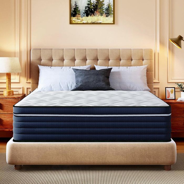 Matelas 140x200 CM Très épais 26 CM - PREMIUM - Mousse à mémoire de Forme - Moyenne Ferme - 7 Zones Ergonomique Ressorts Ensachés