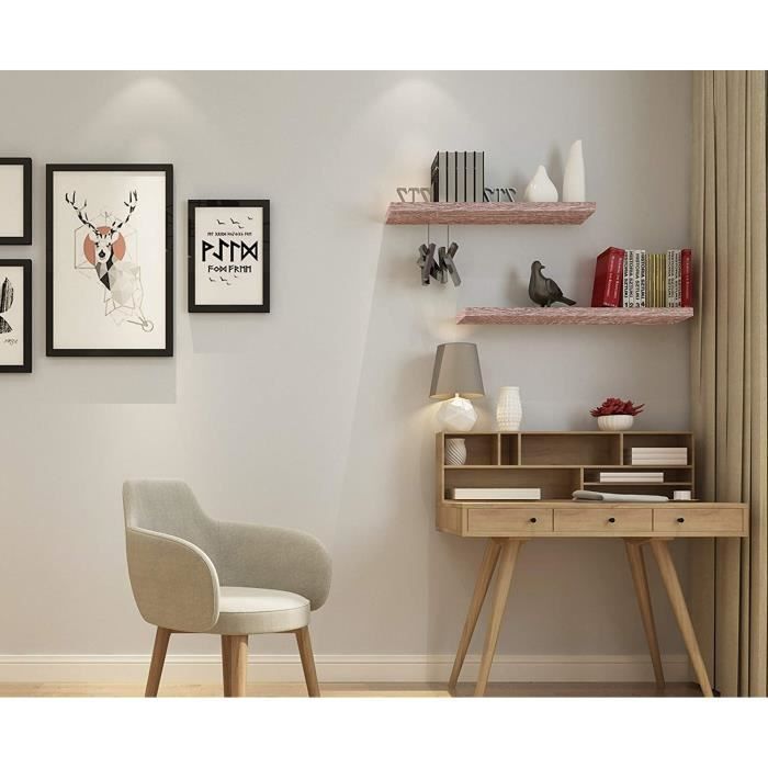 EUGAD 4 pièces Étagère Murale étagères suspendues en Bois,60x22,9x3,8cm Chêne Jaune
