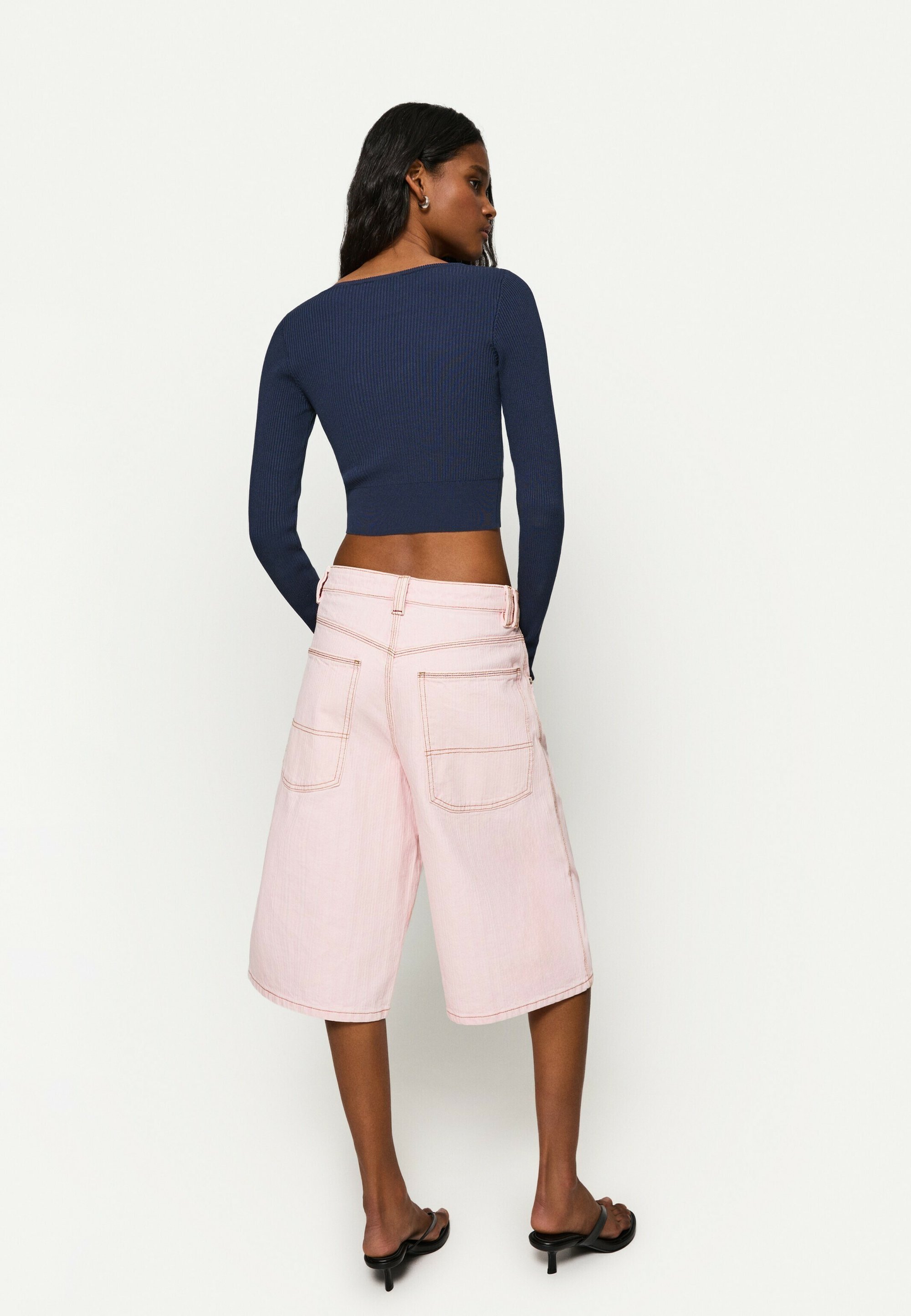 Bershka V-hals trui - donkerblauw