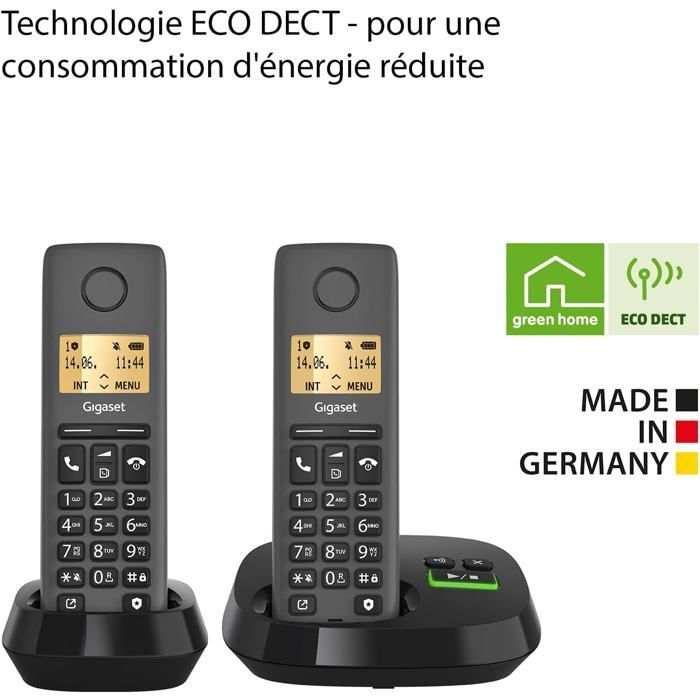 Telefono cordless con segreteria telefonica - SVATV - Gigaset PURE 120A Duo - Compatibile con apparecchi acustici - Protezione chiamate