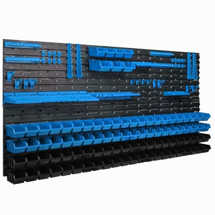 Wandregal – FLASCHE – 173 x 78 cm – 95 Boxen – Kunststoff – Blau und Schwarz