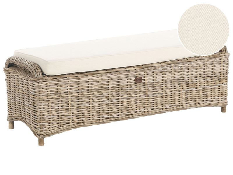 Otomana ogrodowa 2-osobowa 140 cm rattanowa naturalna