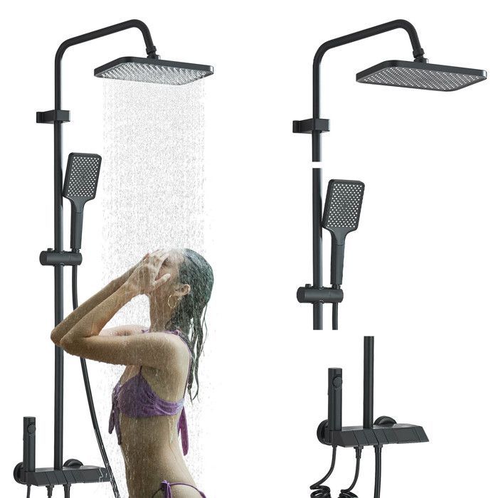 Coluna de chuveiro, sistema de chuveiro com termostato digital LED, chuveiro tipo chuva.