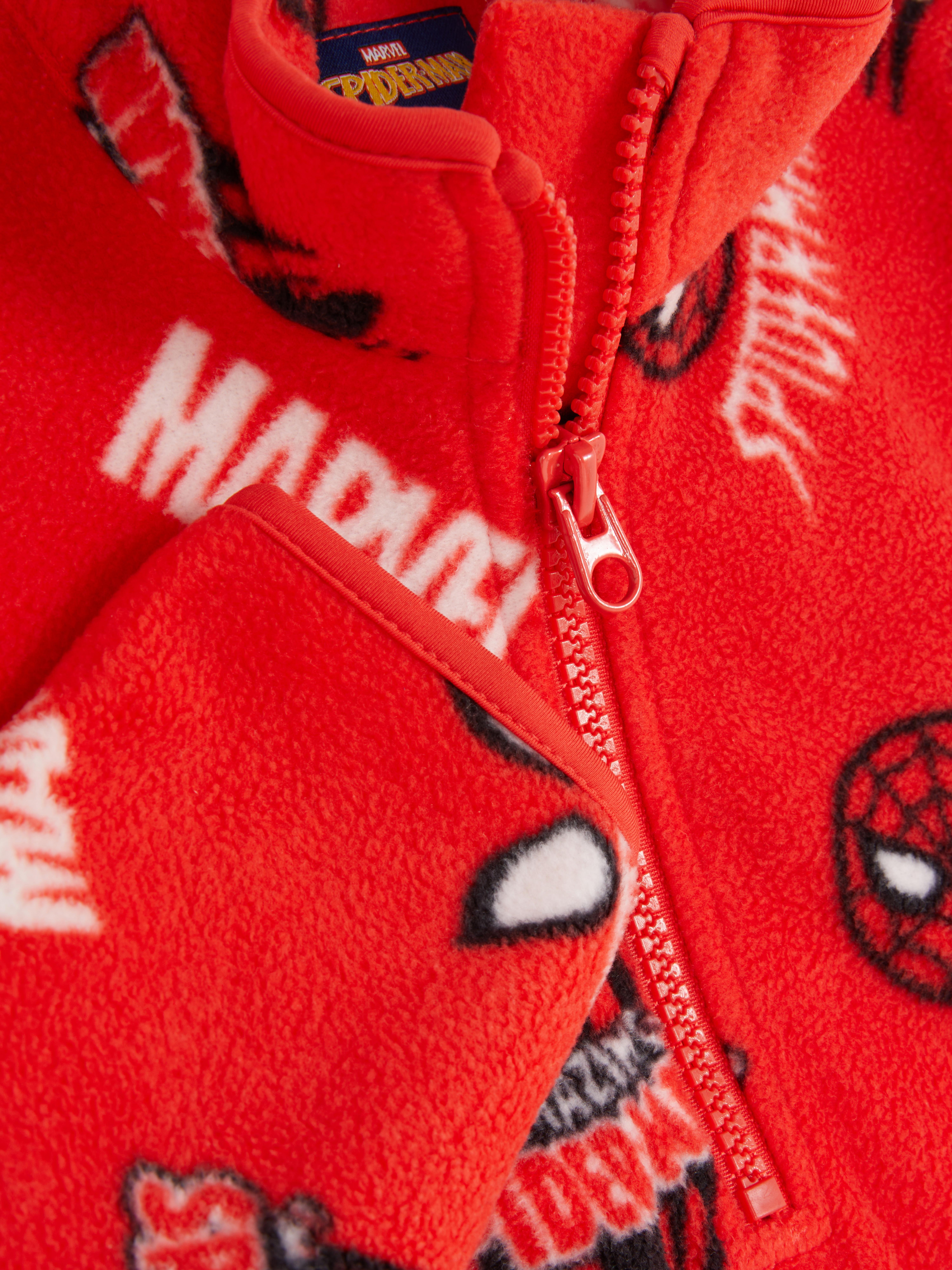 Hanorac din fleece MARVEL Spider-Man Un hanorac din fleece cu guler ridicat, fermoar pe jumătate și design Spidey