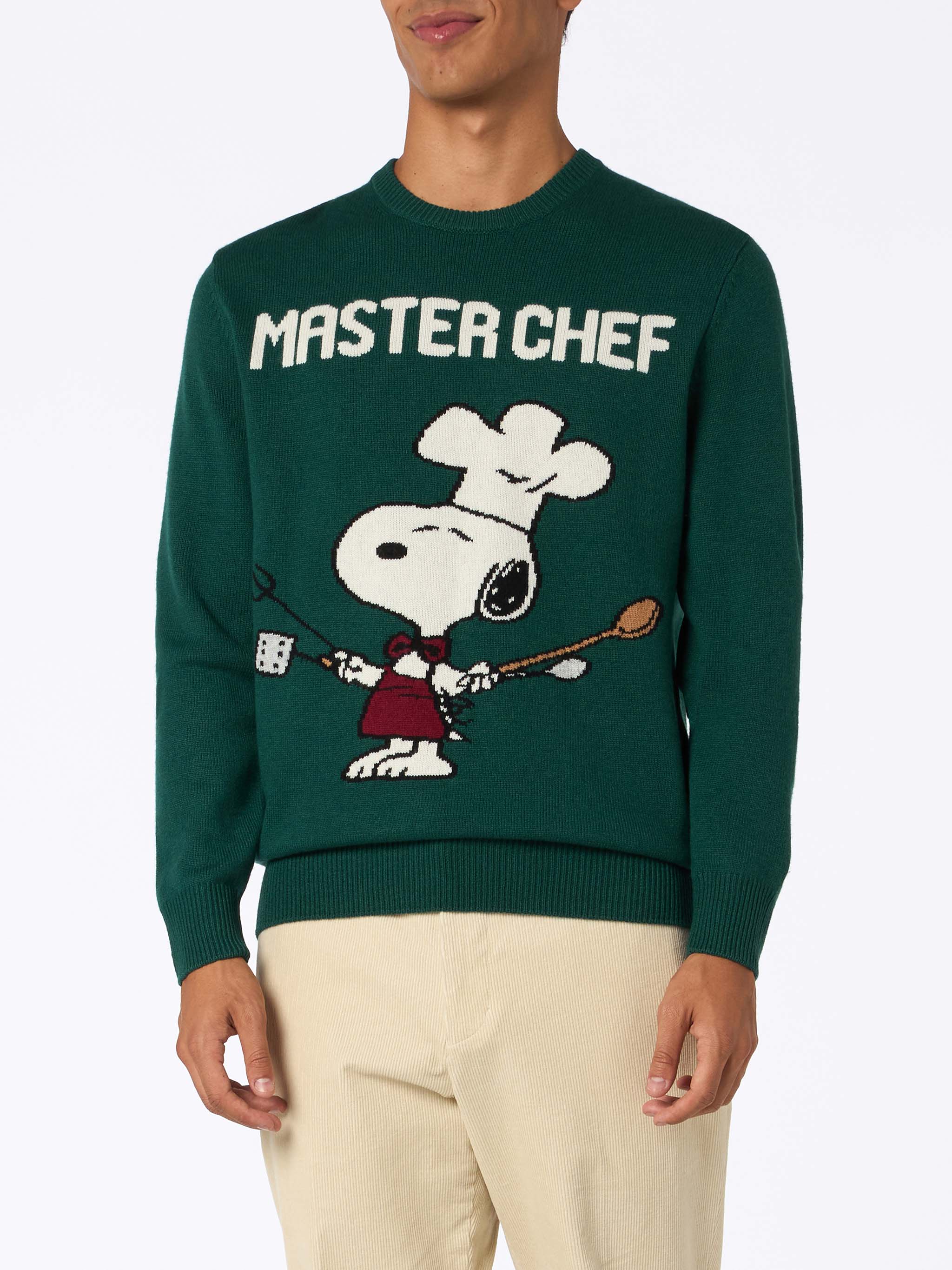 Maglione da uomo verde Heron con Snoopy chef | SNOOPY PEANUTS SPECIAL