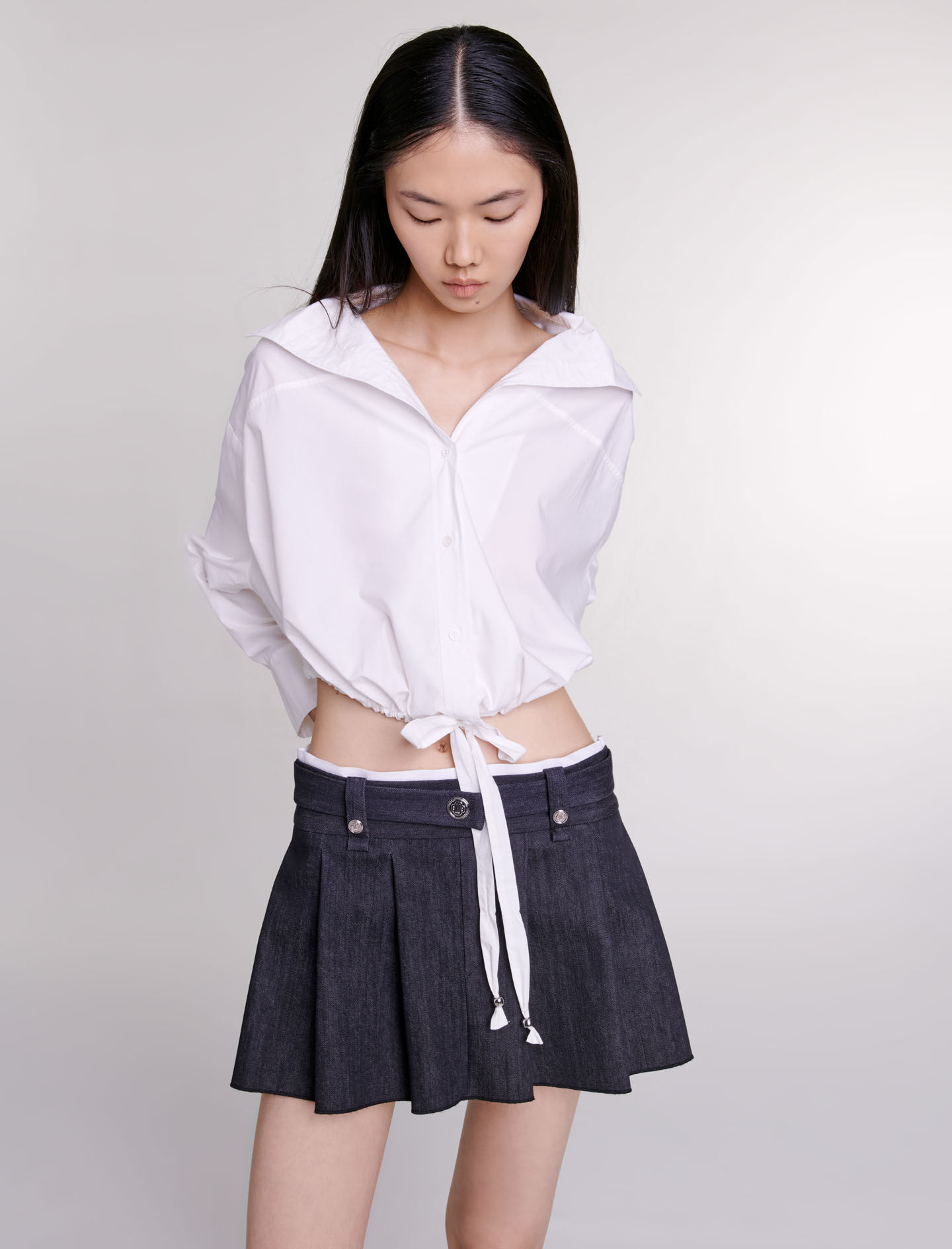 Zwarte minirok met denimlook - Zwart