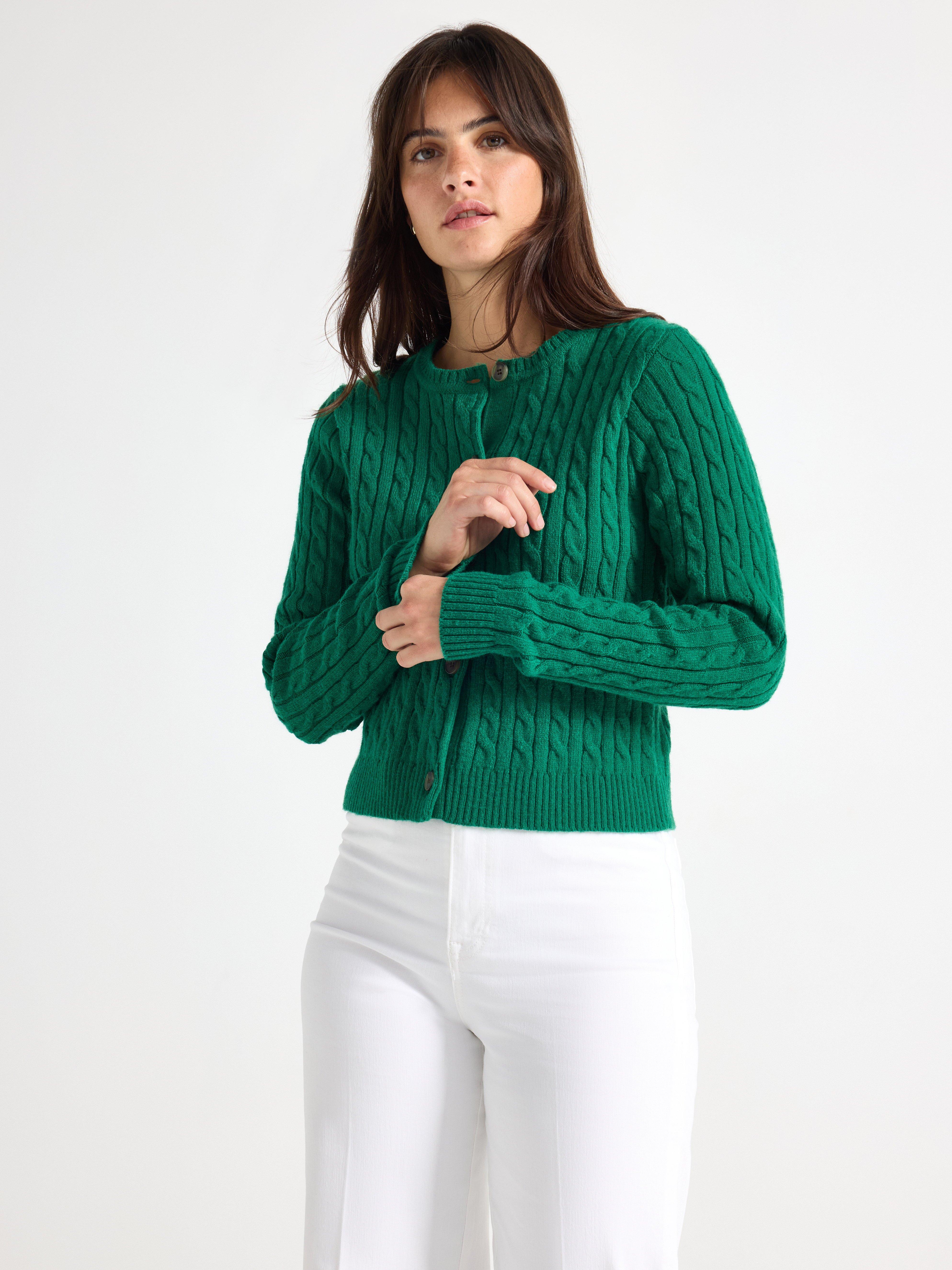 Cardigã de malha estampado verde escuro
