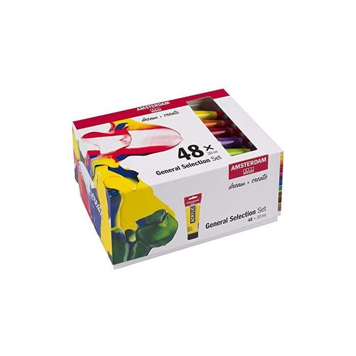 Peintures acryliques - Talens - AMSTERDAM - 48 pièces - 20 ml - Résistant à l'eau