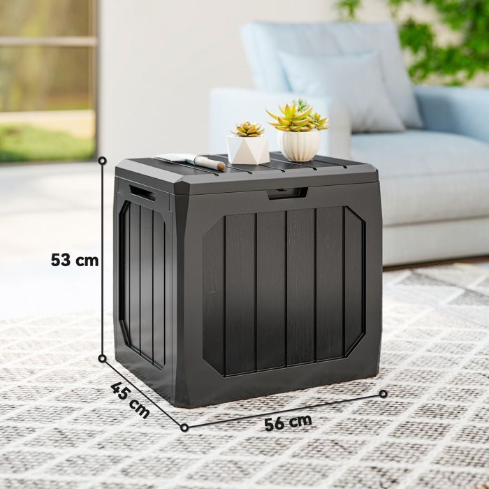 Caja de almacenamiento para exteriores - Outsunny - 121 L - Con asas, contenedor impermeable - PP - 56 x 45 x 53 cm - Negro