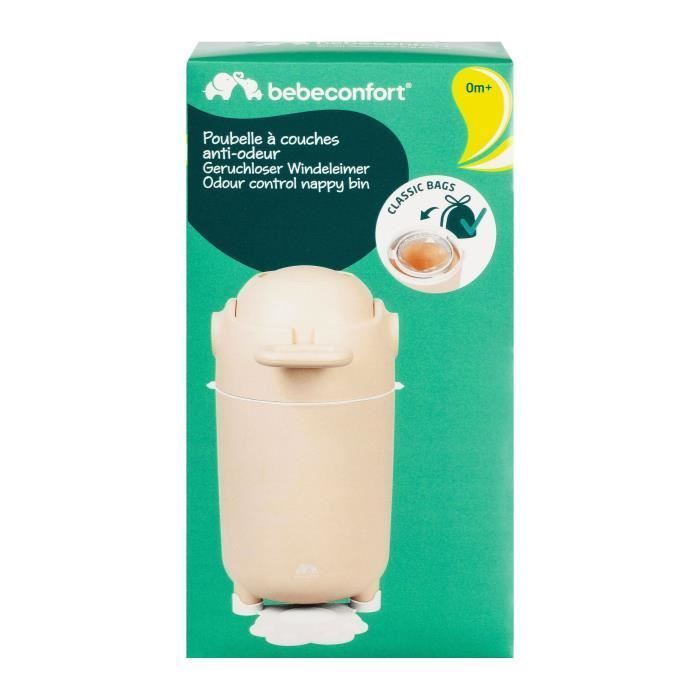Cestini per pannolini BEBECONFORT da 12 litri, inodori, senza bisogno di ricariche.