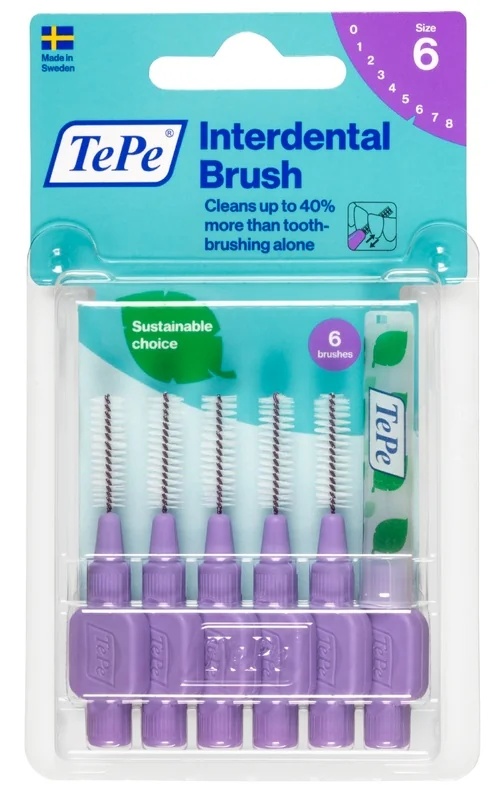 TEPE Tepe Sustainable Interdentalbürste, lila, Größe ISO 6, zur Reinigung der Zahnzwischenräume