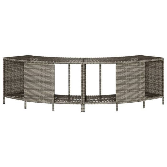 vidaXL Étagères de rangement pour spa 2 pcs gris résine tressée, étagère d'affichage, étagère de rangement extérieure, 365619