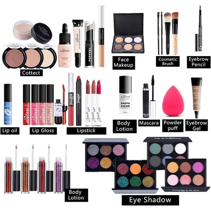 Set trucco - ZGEER - 37 pezzi - Multicolore - Kit da viaggio - Regalo ideale