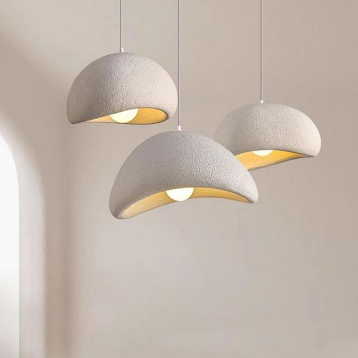 Lámpara colgante moderna y creativa WOTTES, color blanco, diseño vintage de metal, casquillo E27, 1 unidad, Ø30cm, ideal para salón y comedor.