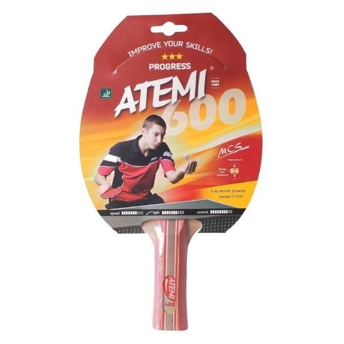 Racchette da tennis anatomiche ATEMI 600 nere e rosse - Adulti - Garanzia di 2 anni