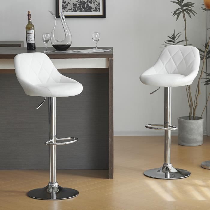 Bar stools - ALIGHTUP - Set of 2 - PU - Adjustable Height - White