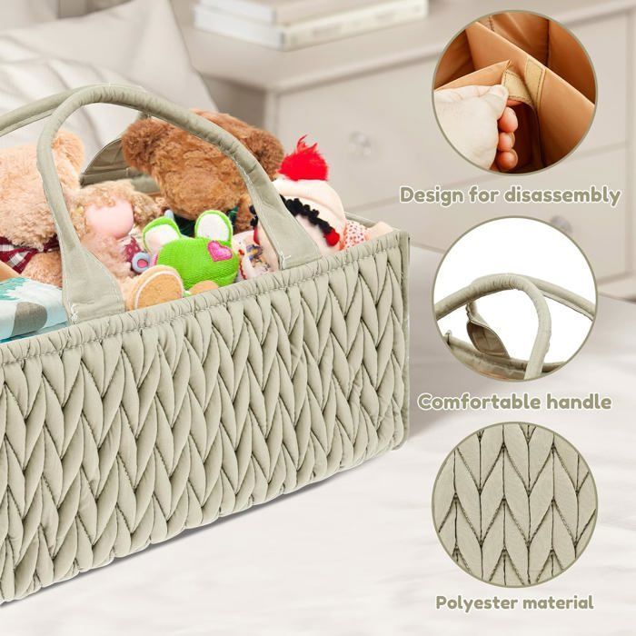 Cesta grande para pañales de bebé con asa, cesta de almacenamiento de algodón, cubo para pañales, organizador para CUBETA DE PAÑALES