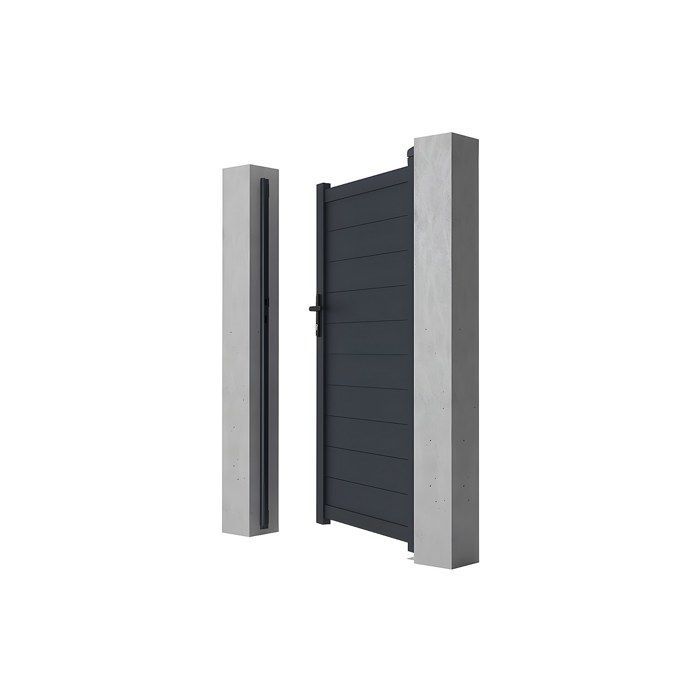 Puerta batiente de aluminio macizo NAZARIO, 103 cm de ancho x 180 cm de alto, color antracita.