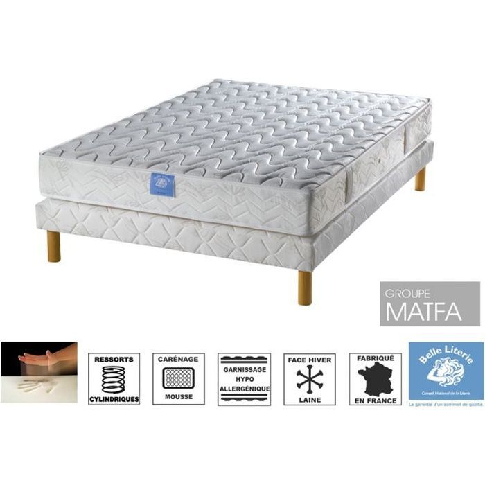 Set materasso Forum Visco BELLE LITERIE 160x200 + base letto imbottita + set di 4 gambe incluse