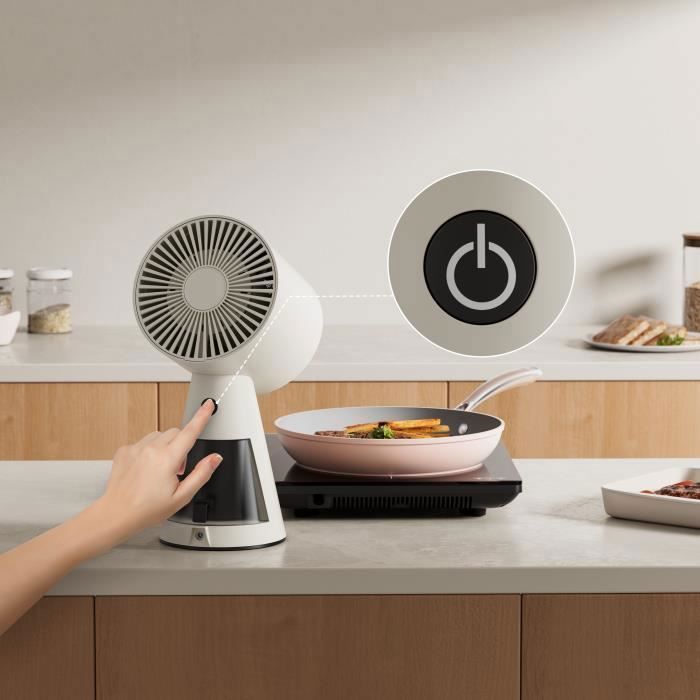 CIARRA Draagbare Vrijstaande Afzuigkap, Keukenafzuigventilator, 3 Filters, Wit