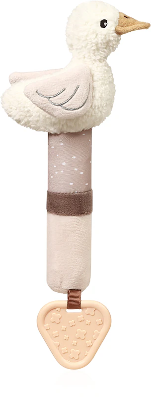BabyOno Gans Zoe piepspeeltje met bijtring, geschikt voor kinderen vanaf 3 maanden.
