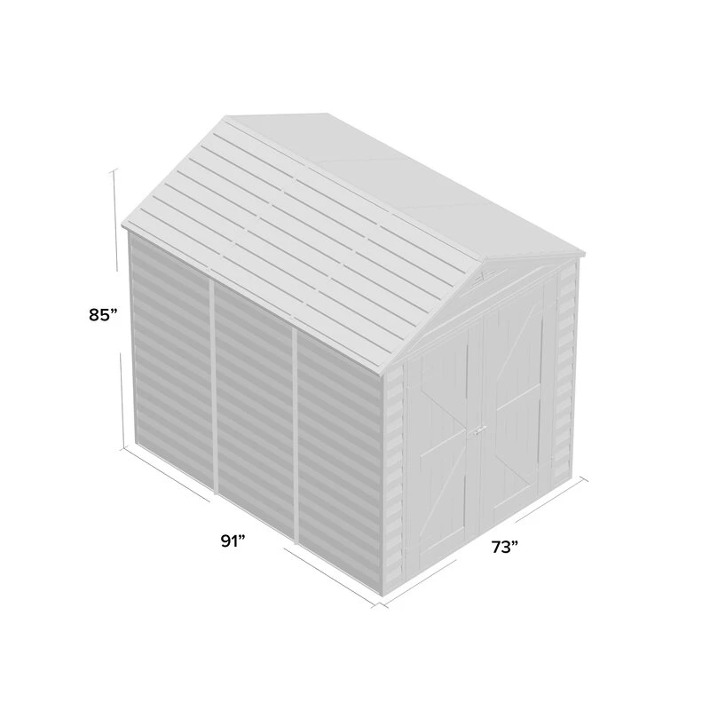 Dakraam in een plastic opbergloods van 1,8 meter breed x 2,4 meter diep