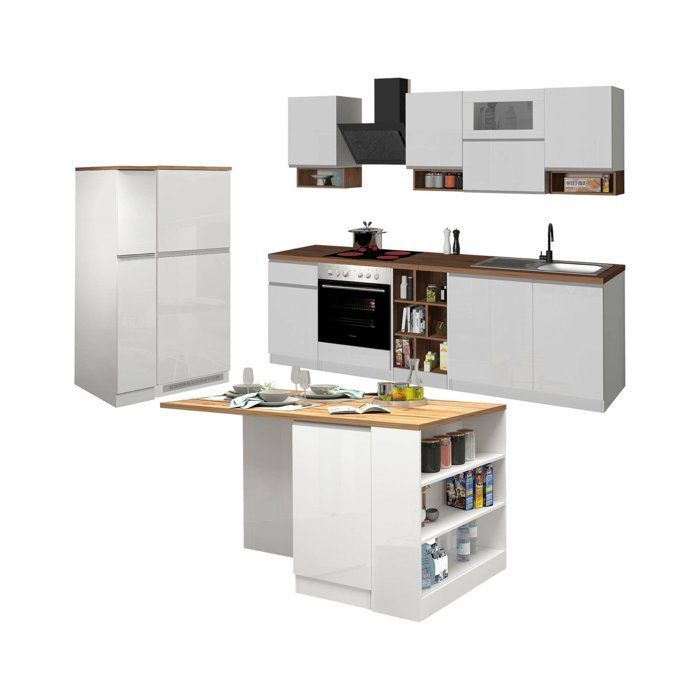 Armend Dmora complete keuken, in glanzend wit Nobility hout.