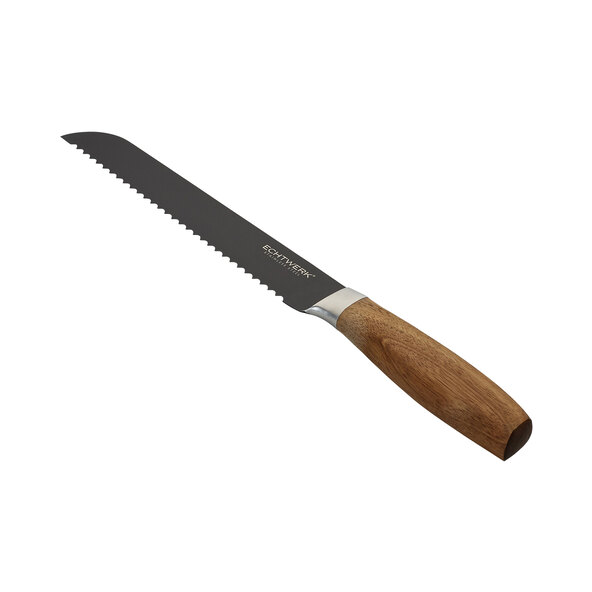 Brødkniv med håndtak i akasietre, svart