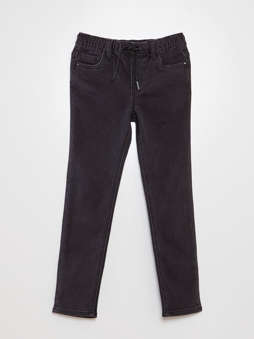 Jeans met elastische tailleband en trekkoord - GRIJS