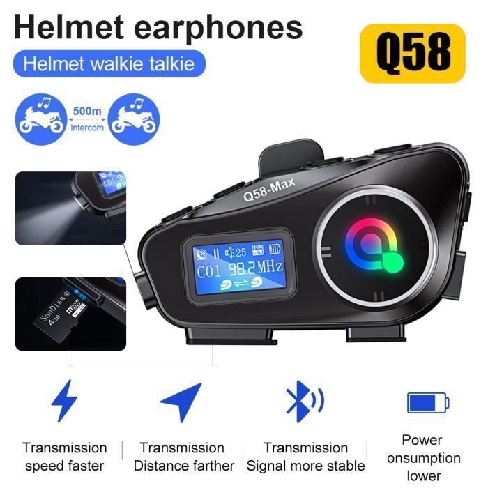 Intercom Moto Bluetooth - MIOLOE - T-COMSC - Portée 500m - Autonomie 10h - Micro amovible 2 en 1