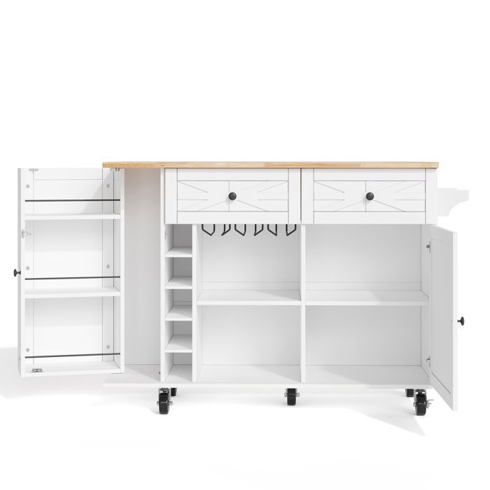 ILOT CENTRAL-CDISPLAY 120 x 45(70) x 89 cm-Roulettes verrouillables à 360°-blanc