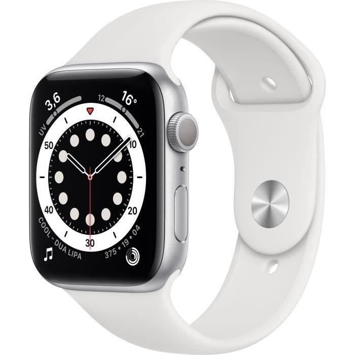 Apple Watch Series 6 GPS - 44mm Silver Aluminum Case - White Band (2020) - Refurbished - Excellent Condition