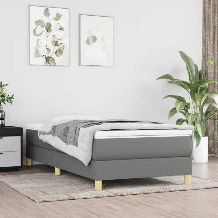 Zomer 2026@Eenpersoonsbedframe - Lattenbodem - voor volwassenen - Donkergrijs 90x190cm stof, 4723