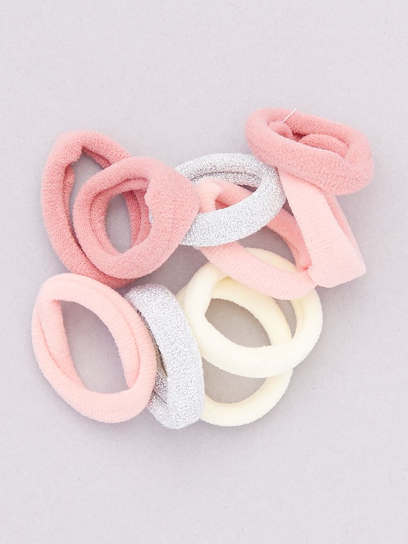 Conjunto de 10 elásticos de cabelo - ROSA