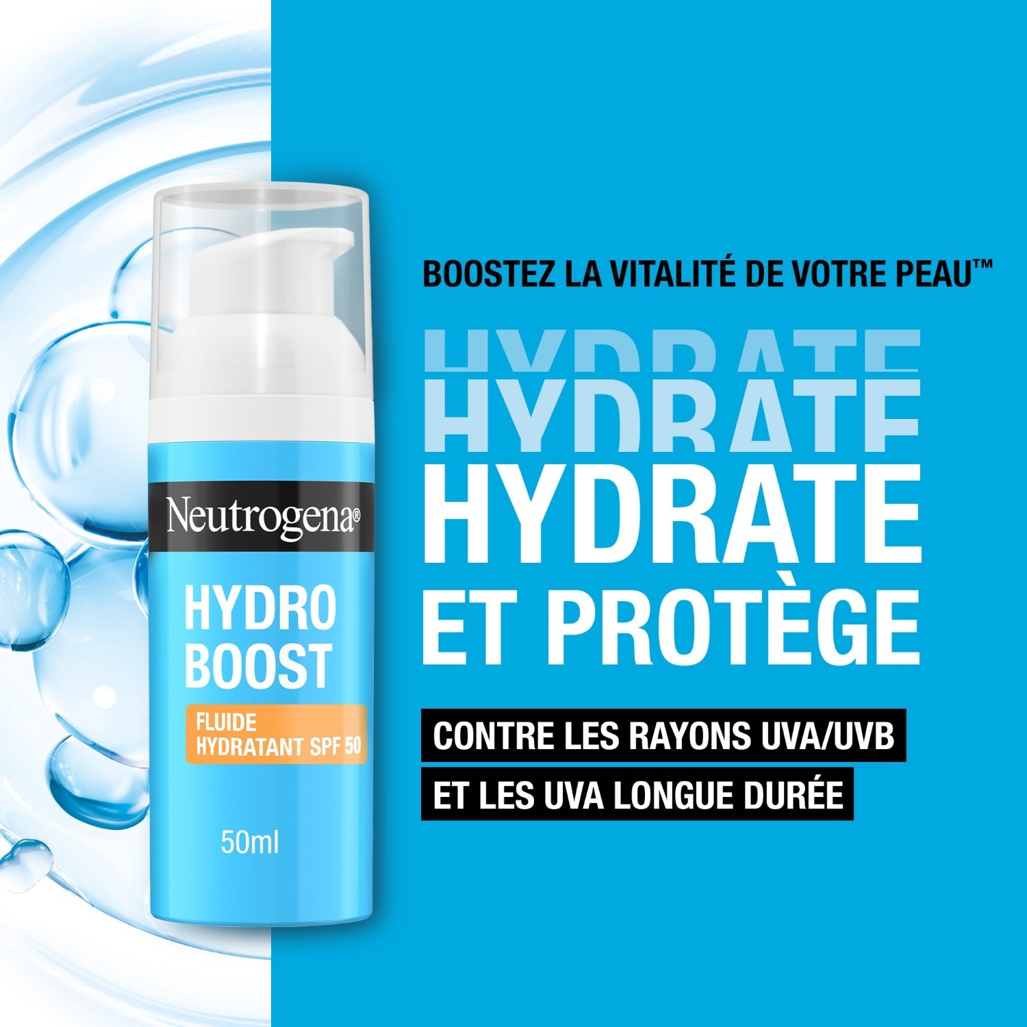 Neutrogena Fluide Hydratant avec acide hyaluronique B5 et niacinamide SPF 50