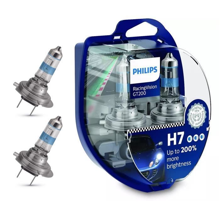 Bombilla para faros delanteros Philips RacingVision GT200 H7 +200%, juego de 2