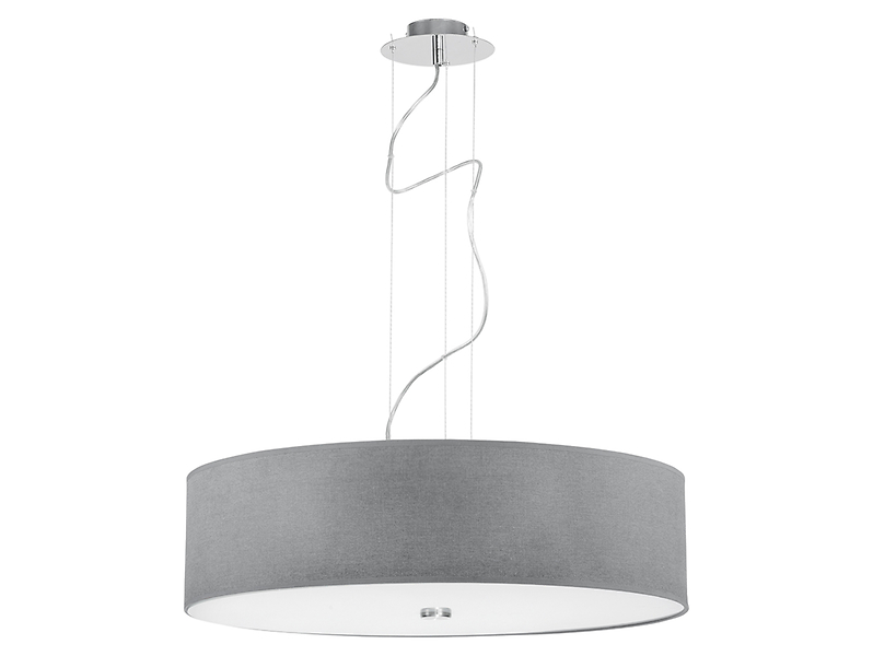 Lampa wisząca Viviane 3-punktowa tkaninowa szara