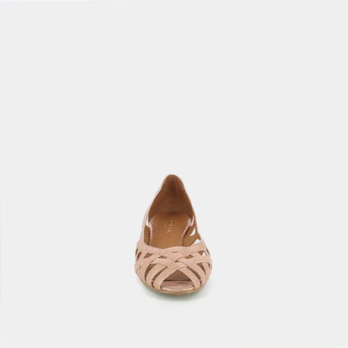 Ballerines ajourées  en croûte laminée cuivre