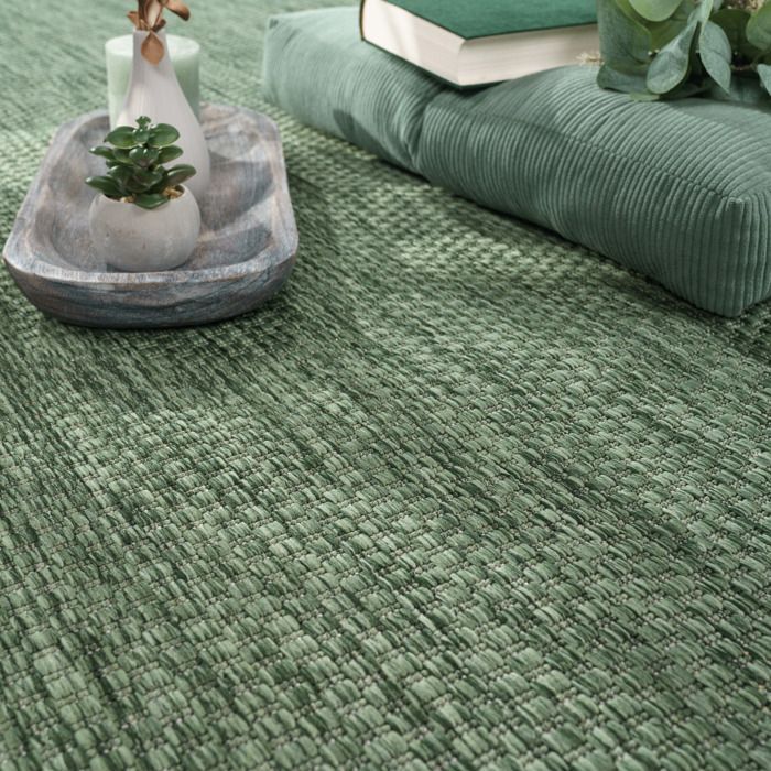 Paco Home Outdoor Tapijt voor Balkon, Terras of Keuken, Effen, Gespikkeld, Groen, 120x160 cm