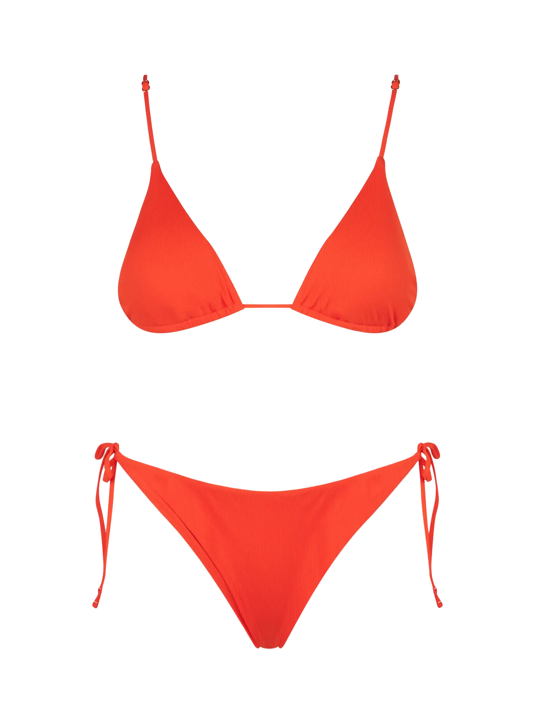 Oranje geribbelde driehoekbikini
