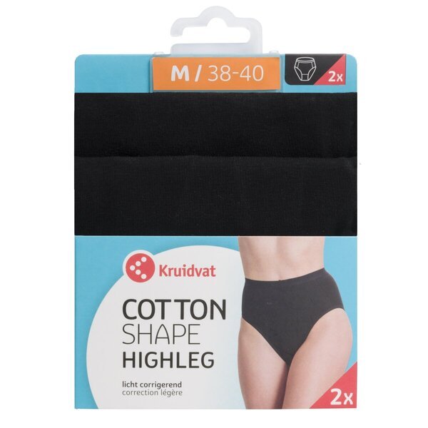 Ženske gaćice Kruidvat Cotton Shape Highleg crne, veličina M, 2 komada