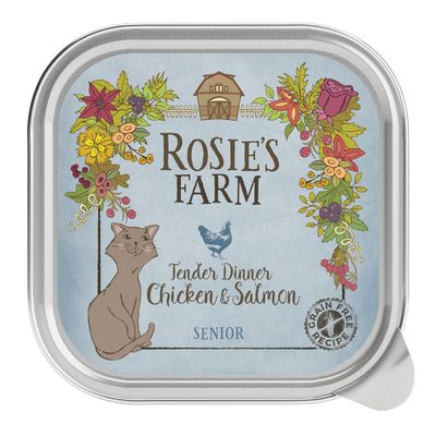 Cena per anziani con pollo e salmone alla fattoria di Rosie.