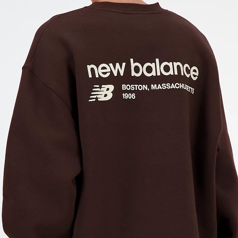 Hanorac cu guler rotund din fleece Linear Heritage pentru femei, culoare cafea neagră