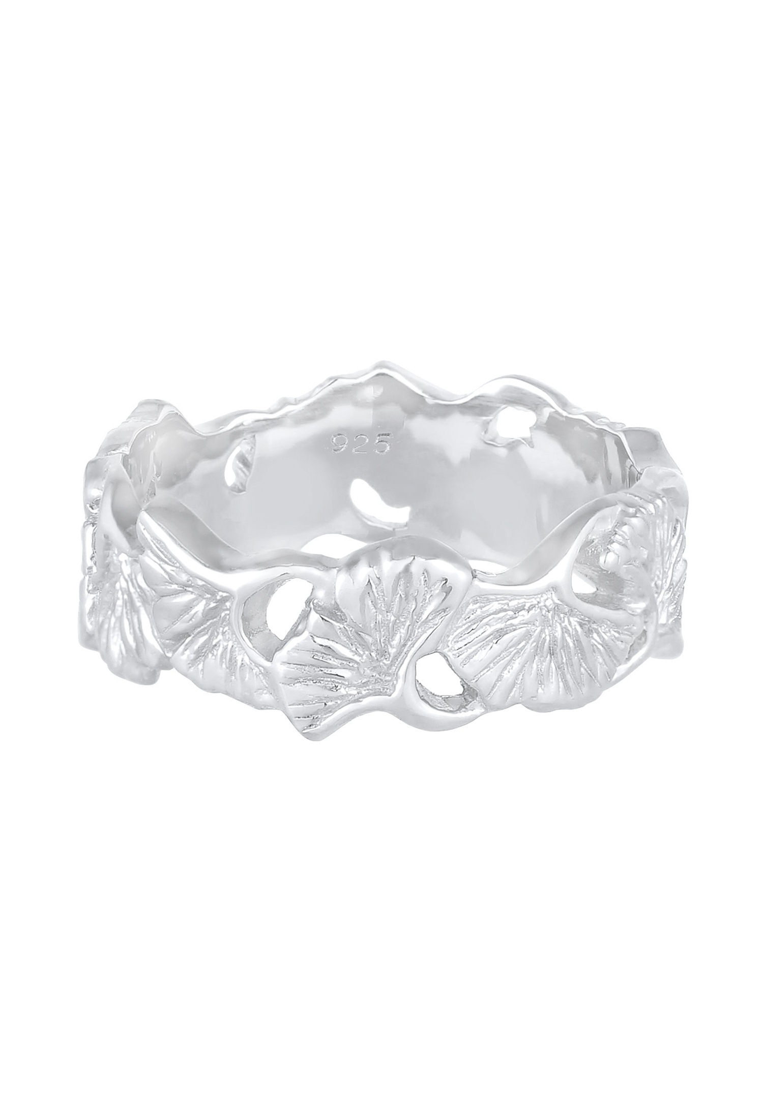 Elli Femmes Bande Ginkgo Feuille Tropicale Tendance Été en Argent Sterling 925 Plaqué Or