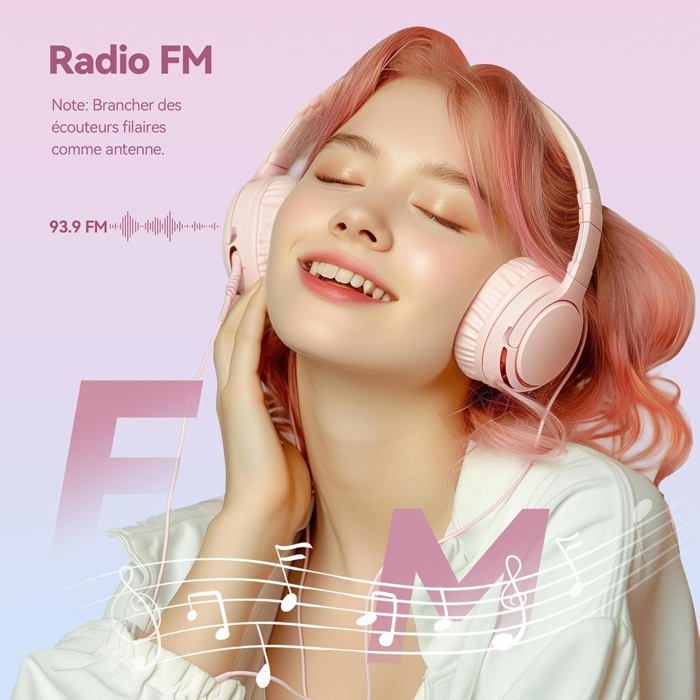 AGPTEK 64Go MP3 Bluetooth 5.3, 2.4‘’ Grand Écran, Haut-Parleur Lecteur Musical HiFi avec Bouton Tactile/Radio FM/Enregistreur, Rose