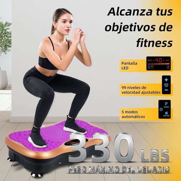 Vibrationsplatte für Fitness - EVOLAND - 99 Intensitätsstufen - Fernbedienung - 5 Programme - Bluetooth - 2 Widerstandsbänder