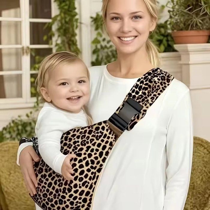 Hands-free baby carrier, soft and breathable, for toddlers from 3 to 36 months, adjustable and machine washable (Leopard)